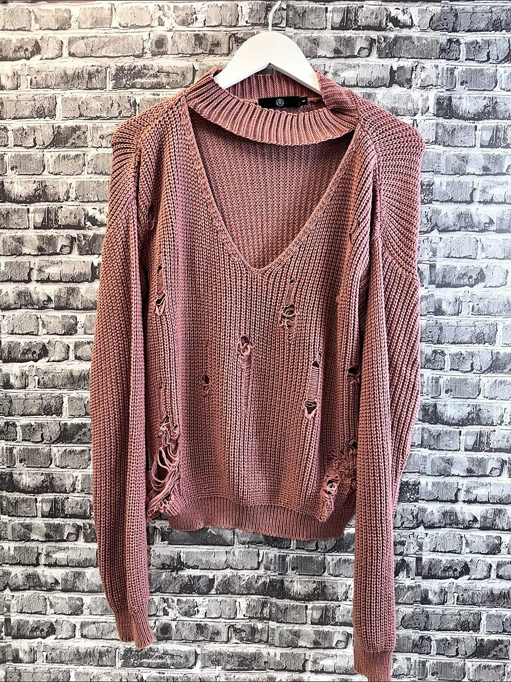 Missguided Distressed V-Neck Sweater